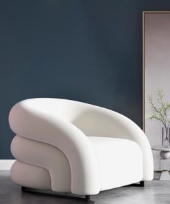 Merry Moments Modern Lounge Armchair  White Velvet Armchair Upholstered Armchair Lounge Chair Beauty Salon Sofa Dining Chair Makeup Chair for Bedroom Living Dining Retail Minimalist Velvet H72xW85xL92 cm