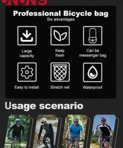 UNUNS Bike Front Basket,Bicycle Handlebar Bag With Touch-Screen Phone Bag Fit Phone Under 7",Waterproof Cycling Phone Holder Bike Basket Pocket,Cold Warm Insulation Outdoor​Storage Pouch-Black 23x12x18cm - Image 3