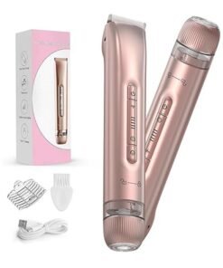 Sthxyfaith Bikini Trimmer for Women - 2 in 1 Electric Body Hair Trimmer for Silk Skin,Cordless Body Shaver for Trip,IPX7 Waterproof&Easy Cleaning, Replaceable Ceramic Blade Heads, USB Recharge Dock