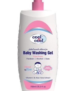 Cool & Cool Vitamin-E And Aloe Vera Extract With Extra Mild Formula Baby Washing Gel- 750ML - Head to Toe Baby Bath, Dye Free, Tear Free, Alcohol Free, Paraben-Free