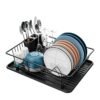 Toshionics Dish Rack Dish Drying Stand Dish Drainer Plate Rack Dish rake Kitchen Organizer Dish Drying Rack Countertop Large Antibacterial Kitchen Utensils Dish racks Dish Stand (Black)