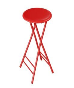 Lavish Home Folding Stool - Backless 24-Inch Stool with 225lb Capacity for Kitchen or Rec Room - Portable Indoor Counter Bar Stools by Lavish Home (Red)