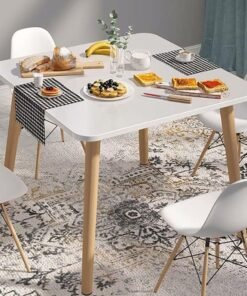 Modern Dining Table Eames Table Simple Wooden Small Square Table for Small Space Like Home Living Room Office Meeting Room Kitchen Lounging and Cafeterias