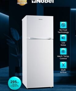 Nobel 295L Double Door Refrigerator with Multi Airflow, NoFrost Cooling, LED Light, Energy Saving – Mechanical Control 1600 W NR295 White