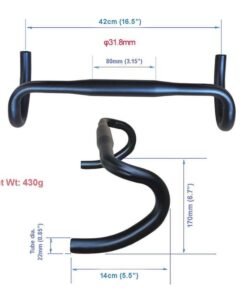 Alternative view of Schrodinger15 60026 Bicycle Cycle Handle Bar Handlebar Drop Bar Aluminium Alloy Fitting dia. 31.8mm, Width: 420mm(16.5"), Net wt: 430g (SMALL)