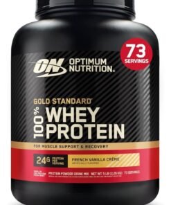 Optimum Nutrition Gold Standard 100% Whey Protein Powder Primary Source Isolate, 24 Grams of Protein for Muscle Support and Recovery - French Vanilla Creme, 5 Lbs, 73 Servings (2.6KG)