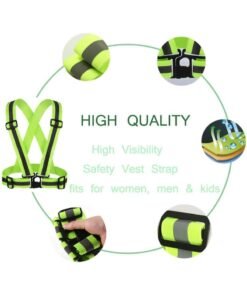 Scrolls Reflective Adjustable High Visibility Cross-Belt Harnes safety Vest, Reflective Running Gear, High Visible Reflective Gear for Sports Outdoor Cycling Supplies Protective Night Running, Adjustable Vest- Fluorescent Yellow-Green - Image 4