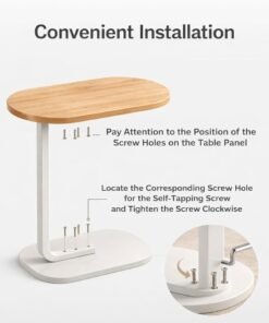 Alternative view of ARNOTEC Modern C-Shaped End Table – Minimalist Sofa Side Table for Living Room or Bedroom | Small Coffee Table with Metal Frame & Wooden Top | Space-Saving, Portable, Easy Assembly (45×30×60cm)