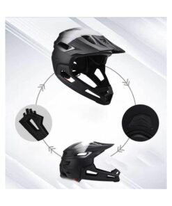 LAMAY Cycling Cap, Motorcycle Helmets for Adults Motorcycle Half Helmet Full Face Bike Helmet Adult Cycling Helmet with Detachable Chin Guard and Visor for Mountain Biking (Gradual) - Image 4