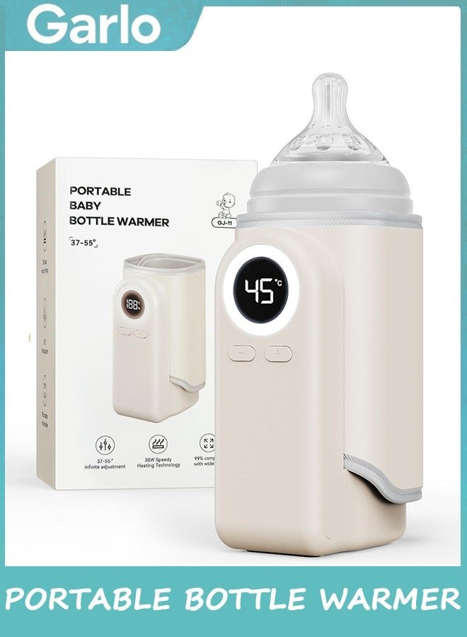 Garlo Portable Bottle Warmer for Travel, 4-in-1 Fast-Heating & Precise Temperature, Fast Charging for Breast Milk/Formula Milk Warming,Fit Car, Airplane & On-The-Go Baby Bottle Warmer