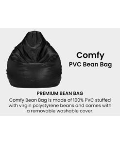 Jumbble Solid Multi-Purpose Bean Bag With Polystyrene Filling Black 80x80x50cm