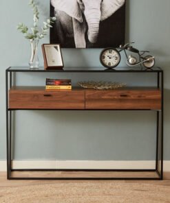 Ruby Console Table with Glass Top