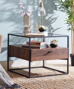 Ruby Glass Top End Table