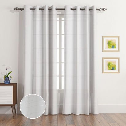 Braxton Linear Sheer Curtain Pair - 140x300 cm