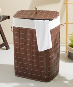 Knock Down Rectangular Bamboo Laundry Basket