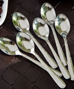 Hammered Stainless Steel Mocha Spoon - Set of 6