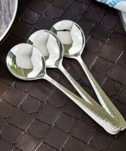 Hammered Stainless Steel Soup Spoon - Set of 3