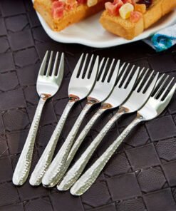 Hammered Stainless Steel Cake Fork - Set of 6