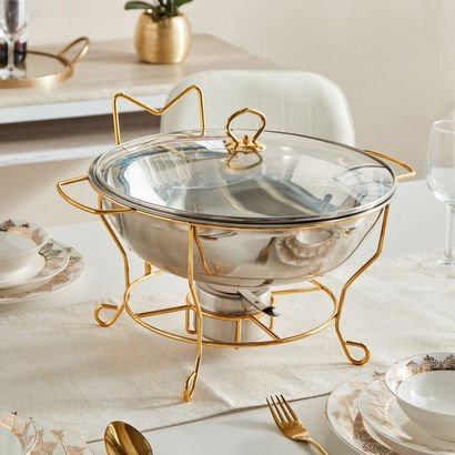 Wellshine Steel Chafing Dish with Lid - 6 L