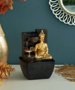 Mini Buddha Fountain with Yellow Light - 13x12x18 ...