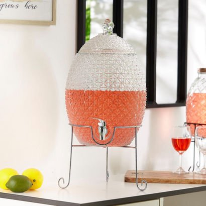 Aqua Glass Beverage Dispenser with Lid - 10 L