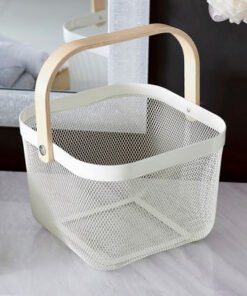Storage Basket with Wooden Handle - 25x25x17 cm