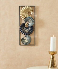 Iris Metal Swirl Wall Art with Frame - 20x50x3 cm
