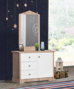 My House 3-Drawer 1-Door Kids’ Dresser with Mirror...
