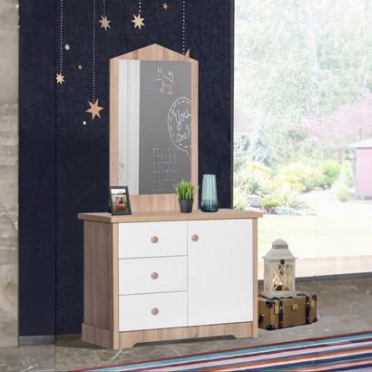 My House 3-Drawer 1-Door Kids’ Dresser with Mirror...