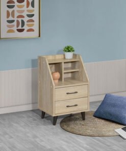 Oasis 2-Drawer Nightstand with Open Shelf Storage