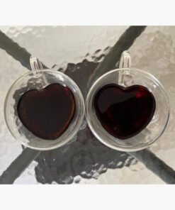 Zen Double Wall Love Printed Heart Shape Glass wit...
