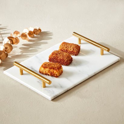 Zen Marble Tray with Handle - 30x20x5 cm