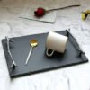 Zen Natural Slate Plate with Arborization Handle -...