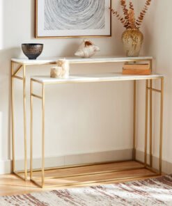 Cavon Portia 2-Piece Genuine Marble Top Console Ta...