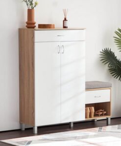 Capri 15-Pair Shoe Cabinet with Bench and Cushion