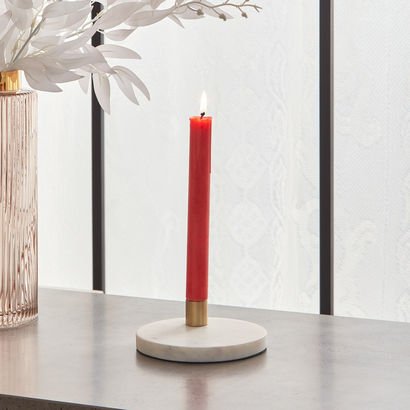 Liv Metal Candleholder with Marble Base - 13x13x4 ...