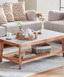 Cavon Midtown Genuine Marble Top Coffee Table with...