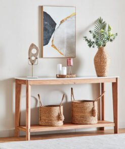 Cavon Midtown Genuine Marble Top Console Table wit...