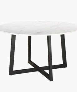 Vendra Blake Genuine Marble Top 6-Seater Round Din...