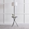 Omega Metal Floor Lamp with Side Table and Fabric ...