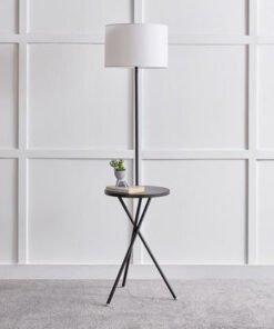Omega Metal Floor Lamp with Side Table and Fabric ...