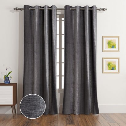 Stella 2-Piece Extra Long Chenille Curtain Set - 1...