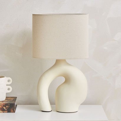 Novalie Ceramic Table Lamp with Linen Shade - 39 c...