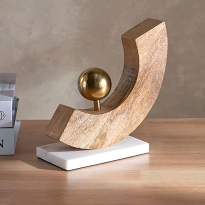 Liv Wooden Accent Decor with Marble Base - 16x6x19...