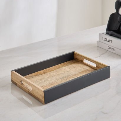 Splendid Wooden Decorative Tray - 38x25x7 cm