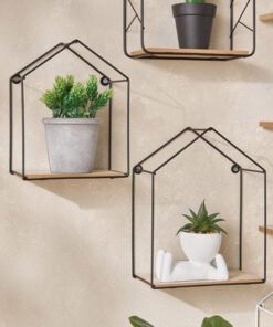 Sera 2-Piece Metal Wall Shelf with MDF Board Set