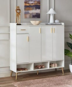 Pearl 22-Pair Sintered Stone Shoe Cabinet with 4 D...