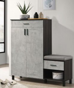 Capri 15-Pair Shoe Cabinet with Bench and Cushion