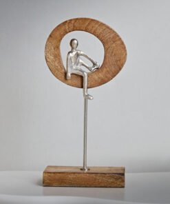 Odin Aluminum Sculpture with Wooden Base and Ring ...