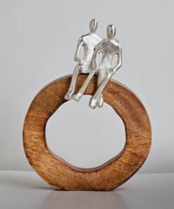 Odin Aluminum Couple Sculpture with Wooden Base - ...